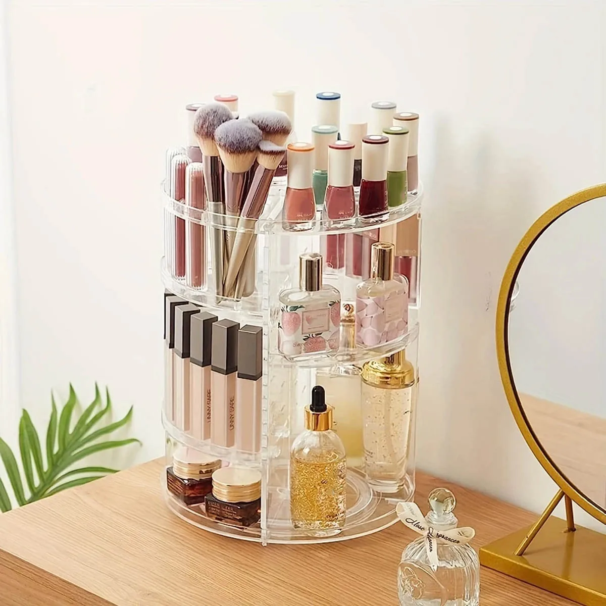 360° Rotating Makeup Organizer, Spinning Bathroom Organizer Countertop, organizer for cosmetics,Cosmetic Holder Shelf,(Clear) 5