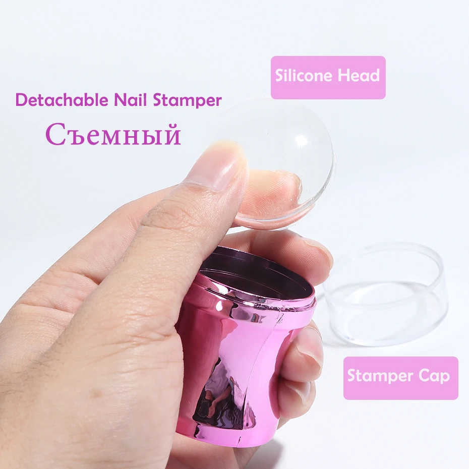 Jelly Silicone Nail Stamper Scraper With Cap Set for French and Nails Polish Print Transfer Templates Designs Manicure nail art stamping kit