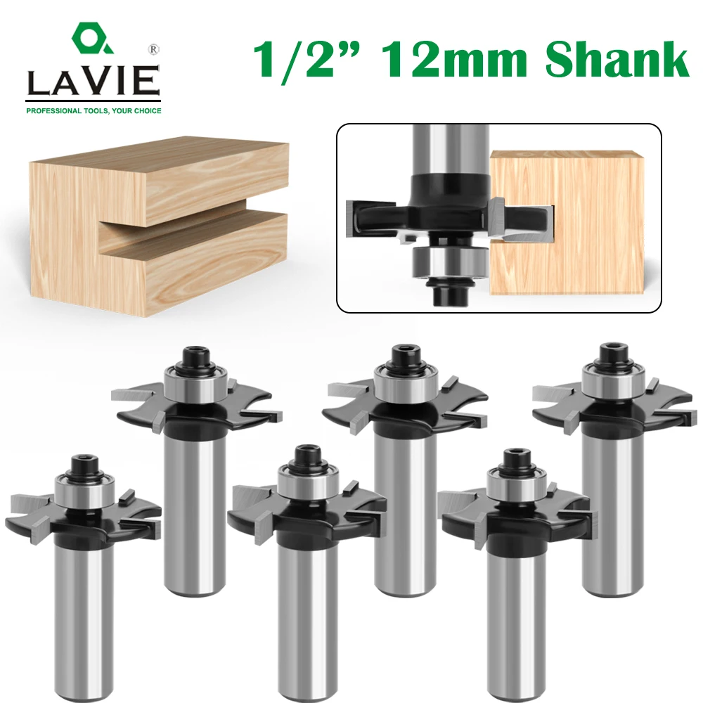 LAVIE 1/2 12mm 12,7mm Schaft Vierblättriger T-Nutenfräser Verbindungs-Nutenfräser Fräser für Holzbearbeitung