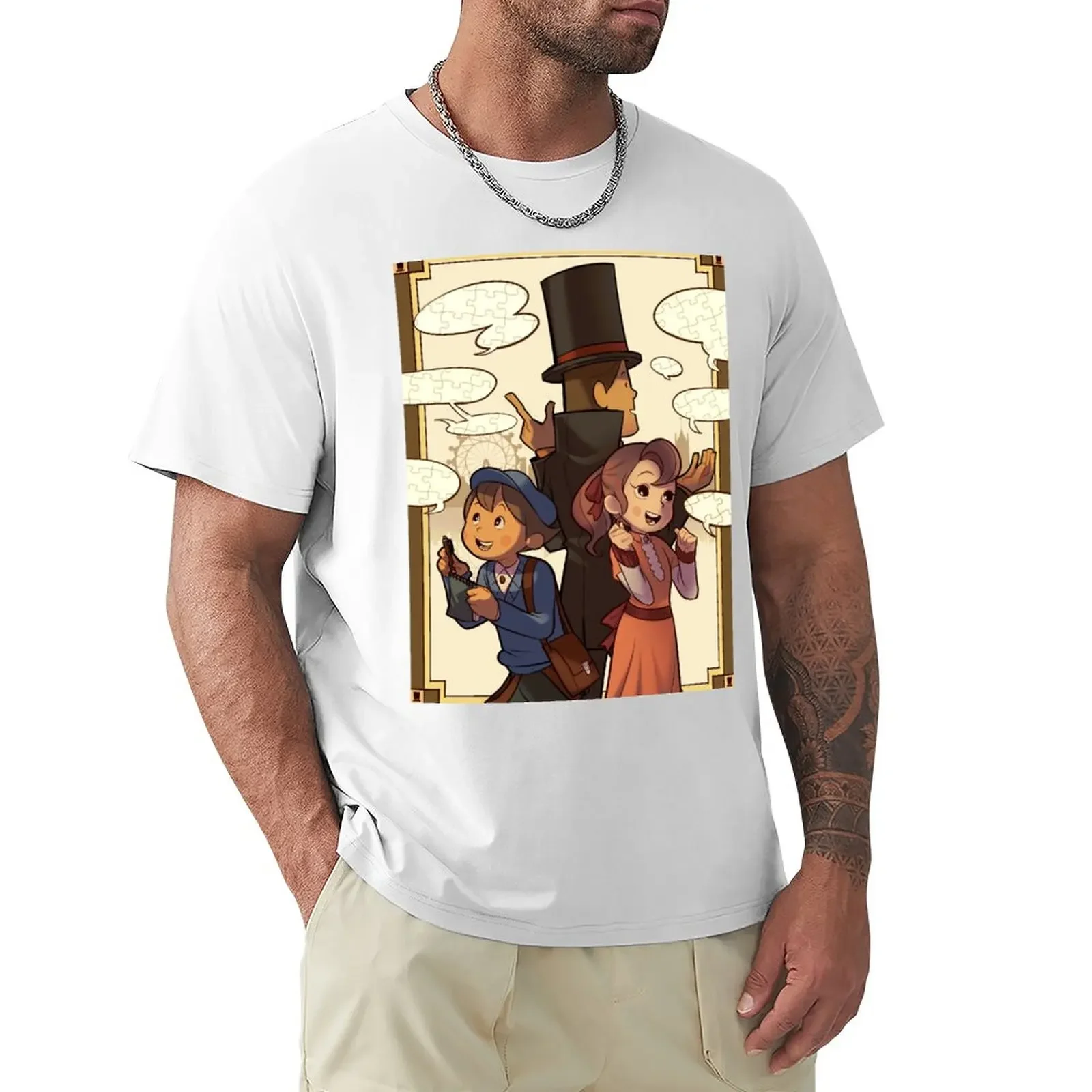 T-Shirt Professor Layton Abiti Estetici Sublimi Per T-Shirt Grafiche Da Uomo Anime Da Ragazzo