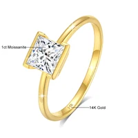Princess Cut 1.0CT Moissanite Ring 14K Gold