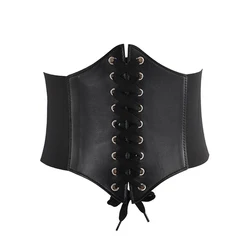 Women's Elegant High Waist Leather Corset Belt - One Size (Black)