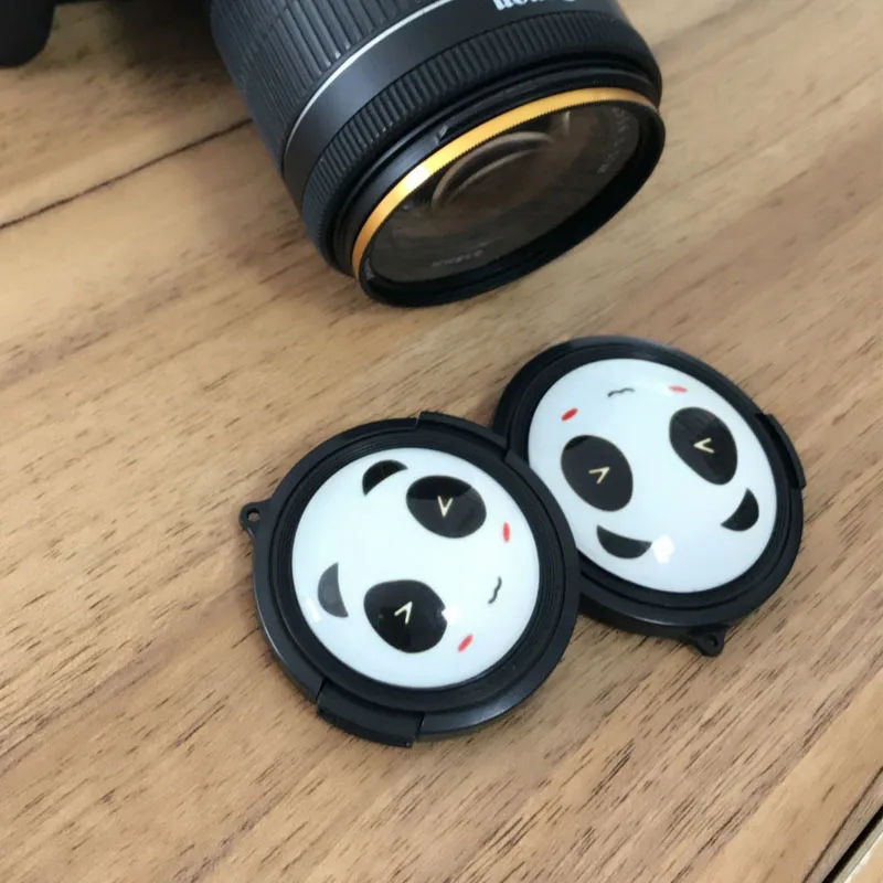 

10pcs 37 40.5 46 49 52 55 58 62 67mm cute panda Camera Lens Cap Protection Cover Lens Front Cap for canon nikon Sony DSLR Lens