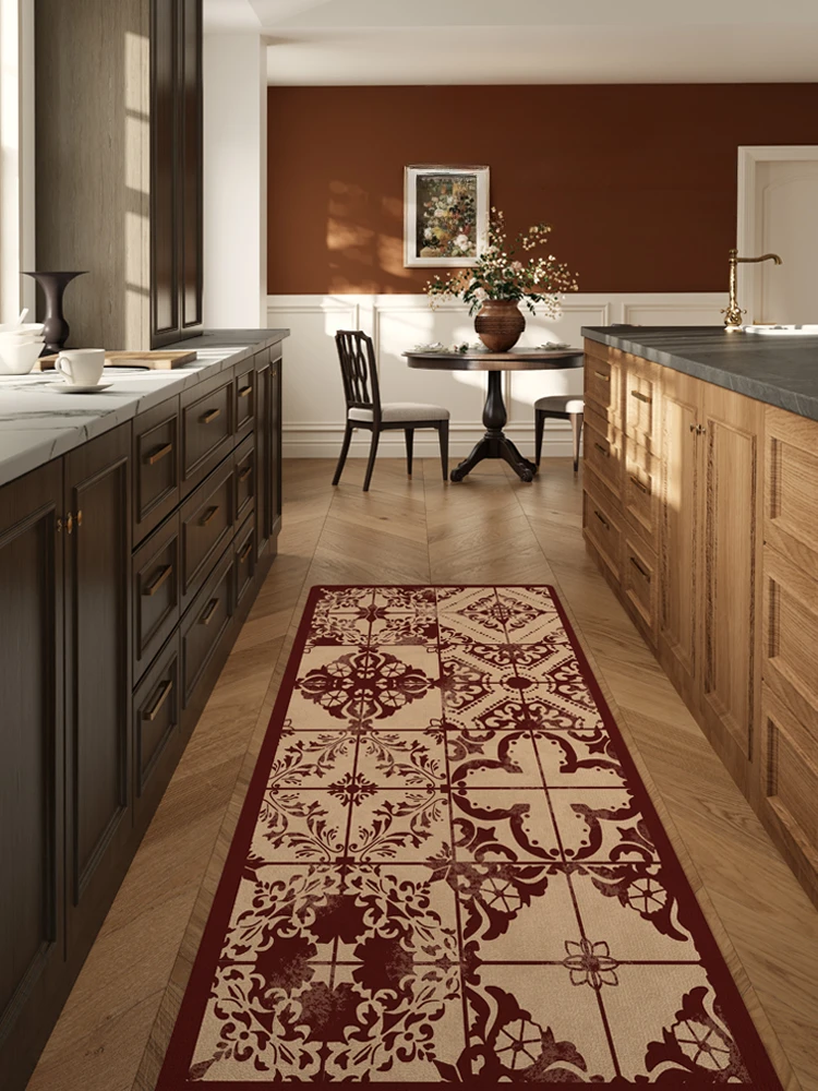 Artistic Kitchen Carpet Retro Luxurious Decoration Non-slip Carpets Restaurant Absorbent Rug PVC Wear-resistant Breathable Rugs 2