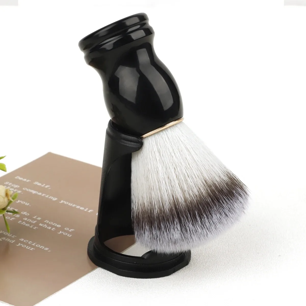 Pennello da Barba e Pennelli Trucco 1 pz con Manico in Legno, Setole Naturali, per Salone Barbiere, Sapone, Schiuma da Barba, Strumenti per la Pulizia del Viso Uomo - immagine 6