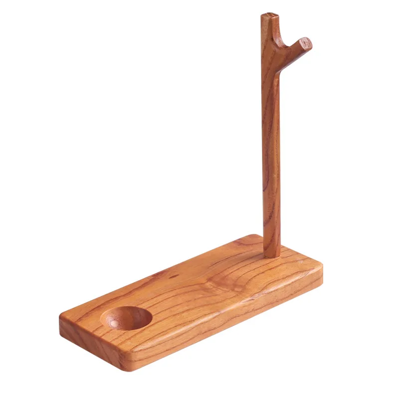 Tea Tree Pipe Holder Solid Wood Vertical Type Holder Long Handle Reading Pipe Display 1 Position Smoking Fittings