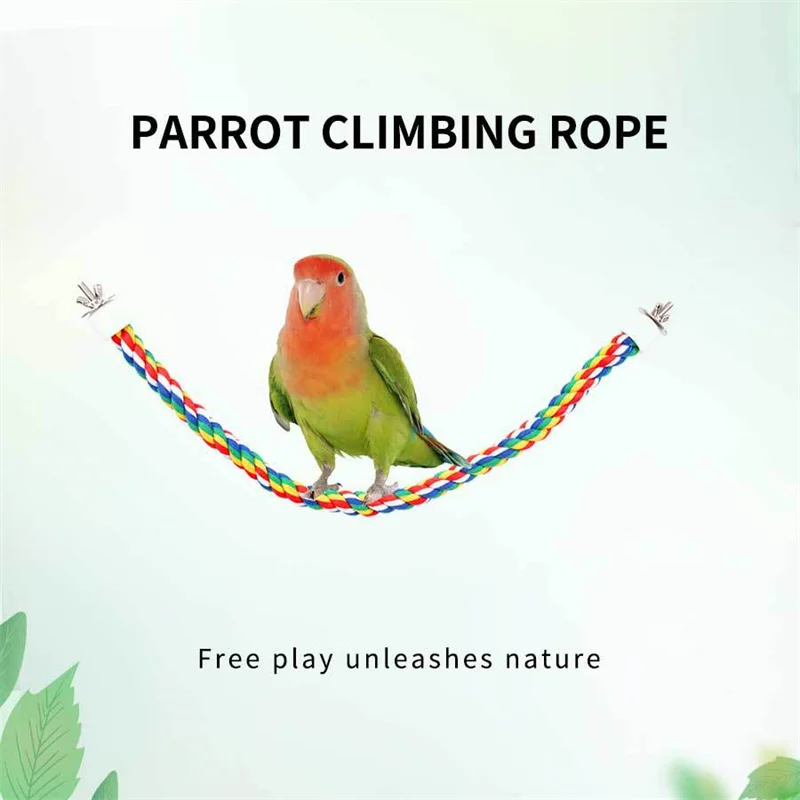 Colorful Parrot Rope Hanging Braided Budgie Bird Cage Cockatiel Toy Pet Stand Accessories Ladder Swing Supplies 40/60/80cm