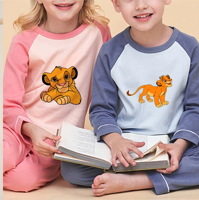 

Disney The Lion King 100% Cotton Kids Pajamas Sets Baby Girls Boys Clothes Pijamas Childen Cartoon Long Sleeve Tshirt+Pants Sets