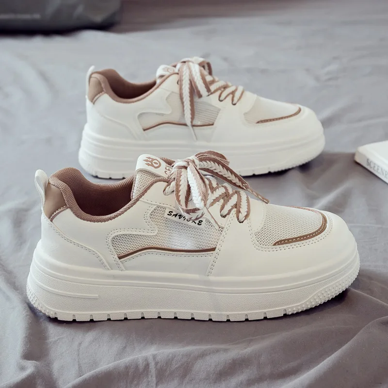 Summer Breathable White Shoes Women's Shoes 2024 New Hundred Thick Bottom Casual Sports Board Shoes Mesh Skeleton Mesh Shoes