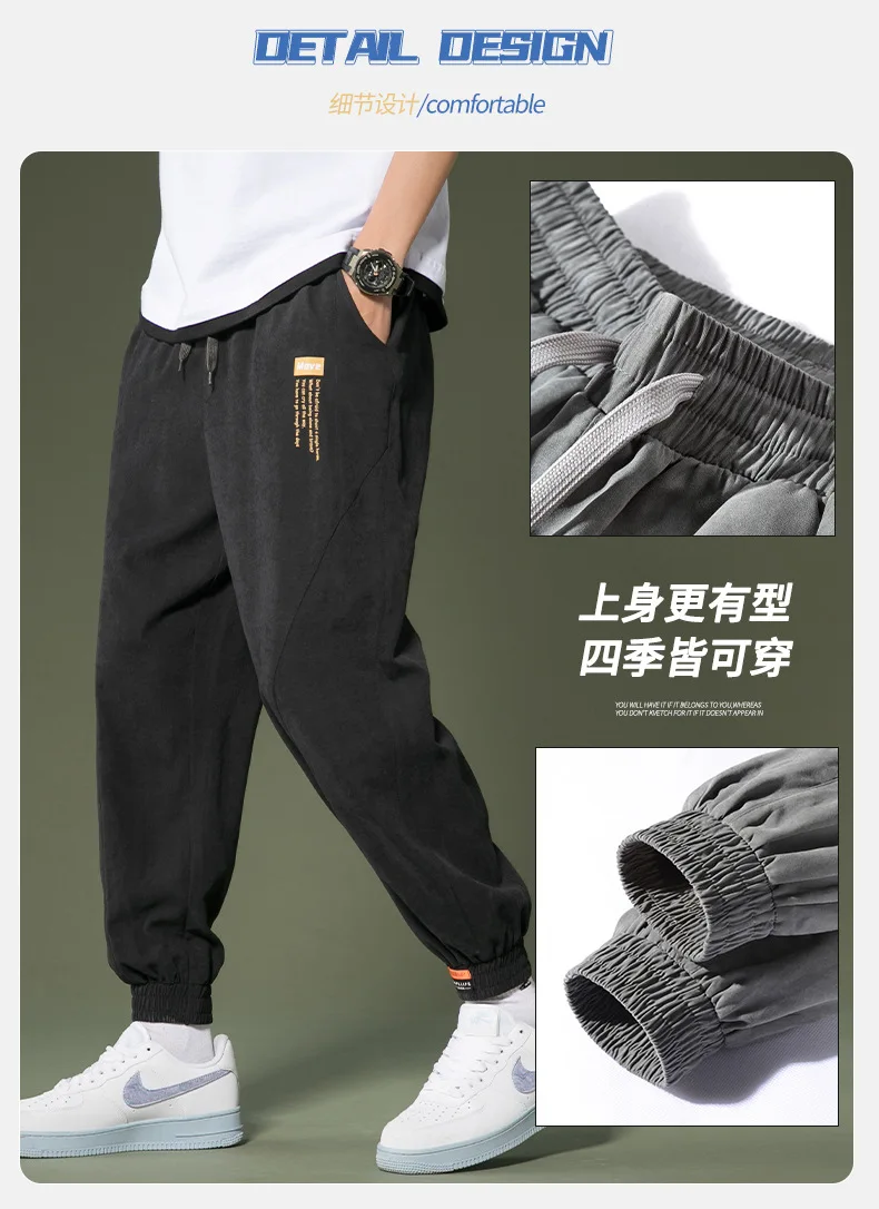 Pants Men's Spring Handsome Plush Trend Loose High Street Legged Leisure Sports Pants Autumn Winter business pants mens