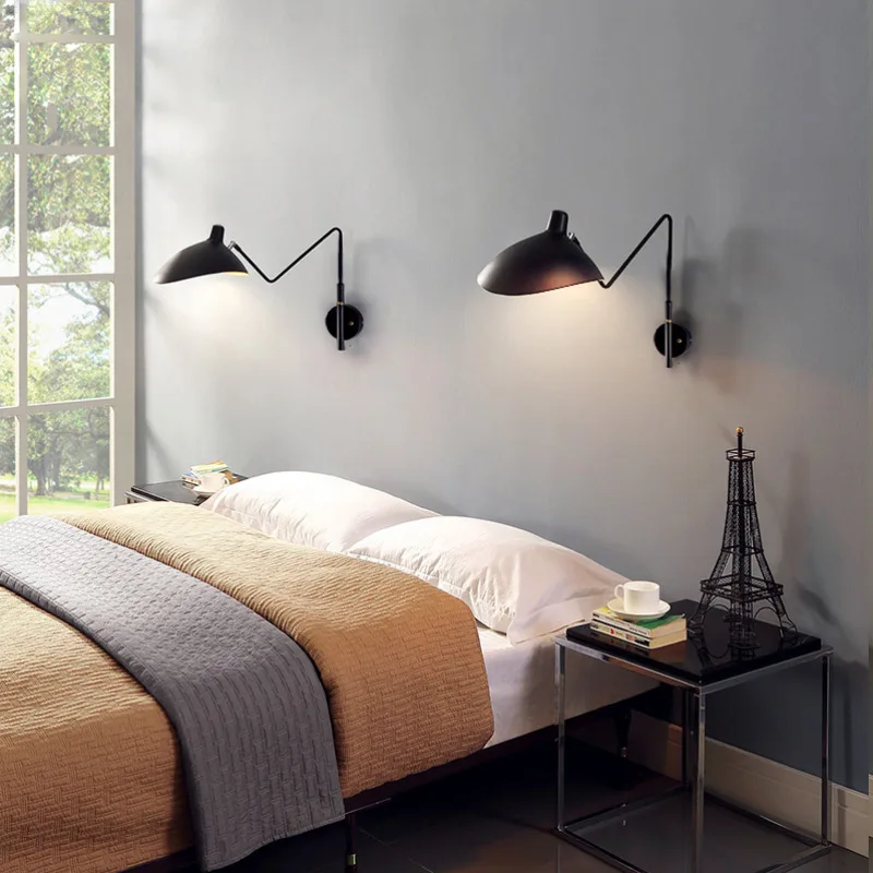 Modern LED Wall Lamps Retro Loft Industrial Vintage French Designer Rotating Sconce Wall Lights Home Decoration