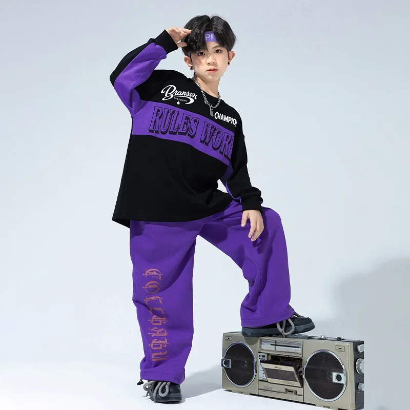 Hip Hop Clothes for Boys Girls Street Dance Loose Long Sleeve Tops Pants Kids Jazz Performance Costume Stage Wear Fashion Suits