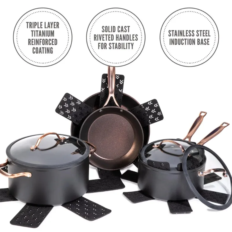  Thyme & Table 12-Piece Nonstick Ceramic Cookware Set, Rose  Gold/Ideal for cooking exquisite dishes/Mom needs it/Ideal product for  Chef/This product should not be missing in your home.: Home & Kitchen