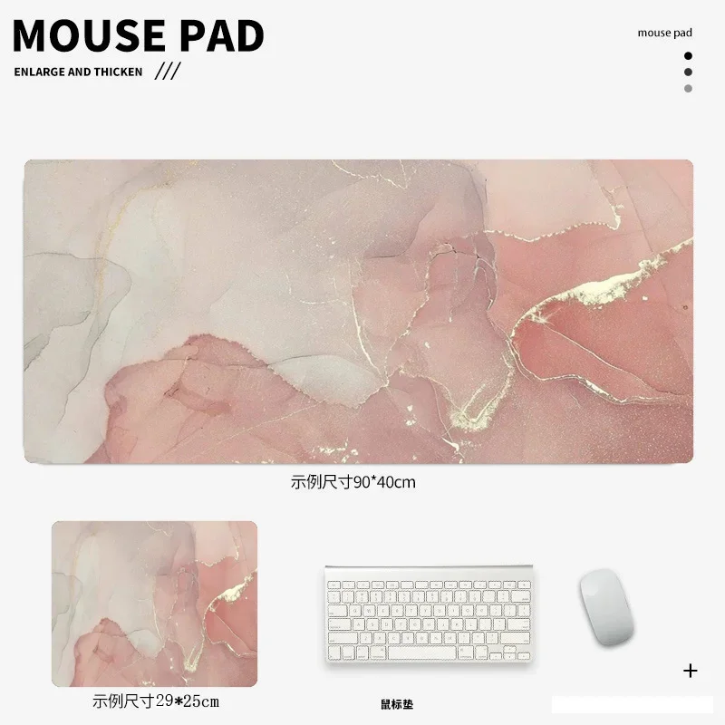 Luxurious Rose Gold Marble Texture Large Desk Mat - Premium Soft Rubber Gaming Mouse Pad and Keyboard Surface