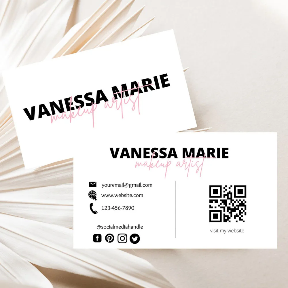 Customized Pink Business Card 300gsm Paper Cards With Logo Printing Double Sided Free Design Small Business Branding 90x54mm