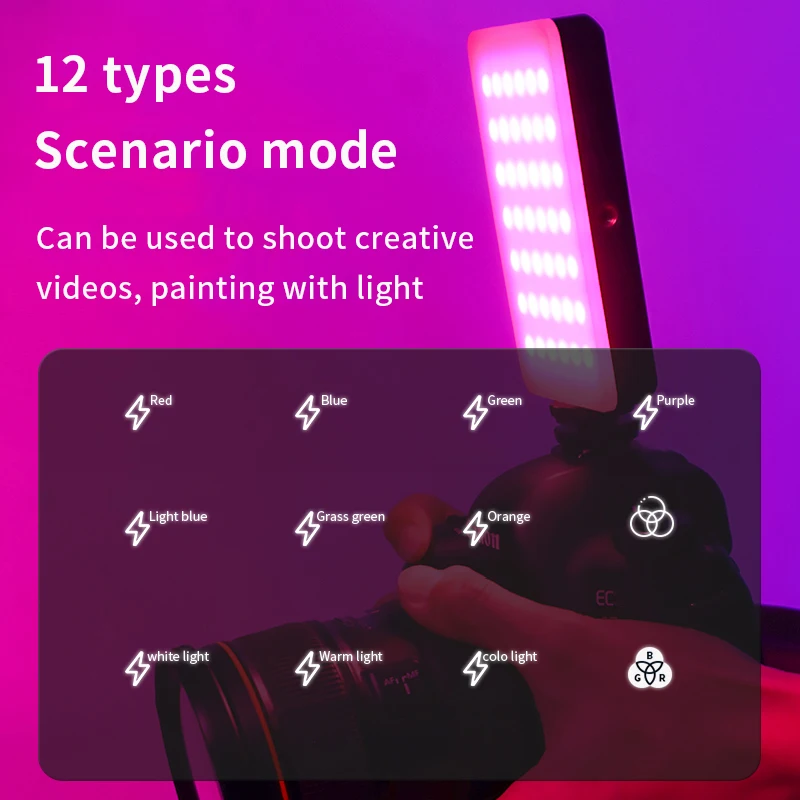 รูปสินค้า ไฟ LED ส่องแสงสี RGB สำหรับกล้อง วิดีโอ และ Vlog