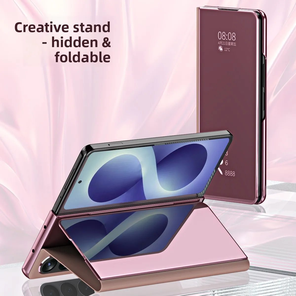 Luxury Leather Anti-Drop Phone Case with Hidden Kickstand and Anti-Fingerprint Coating