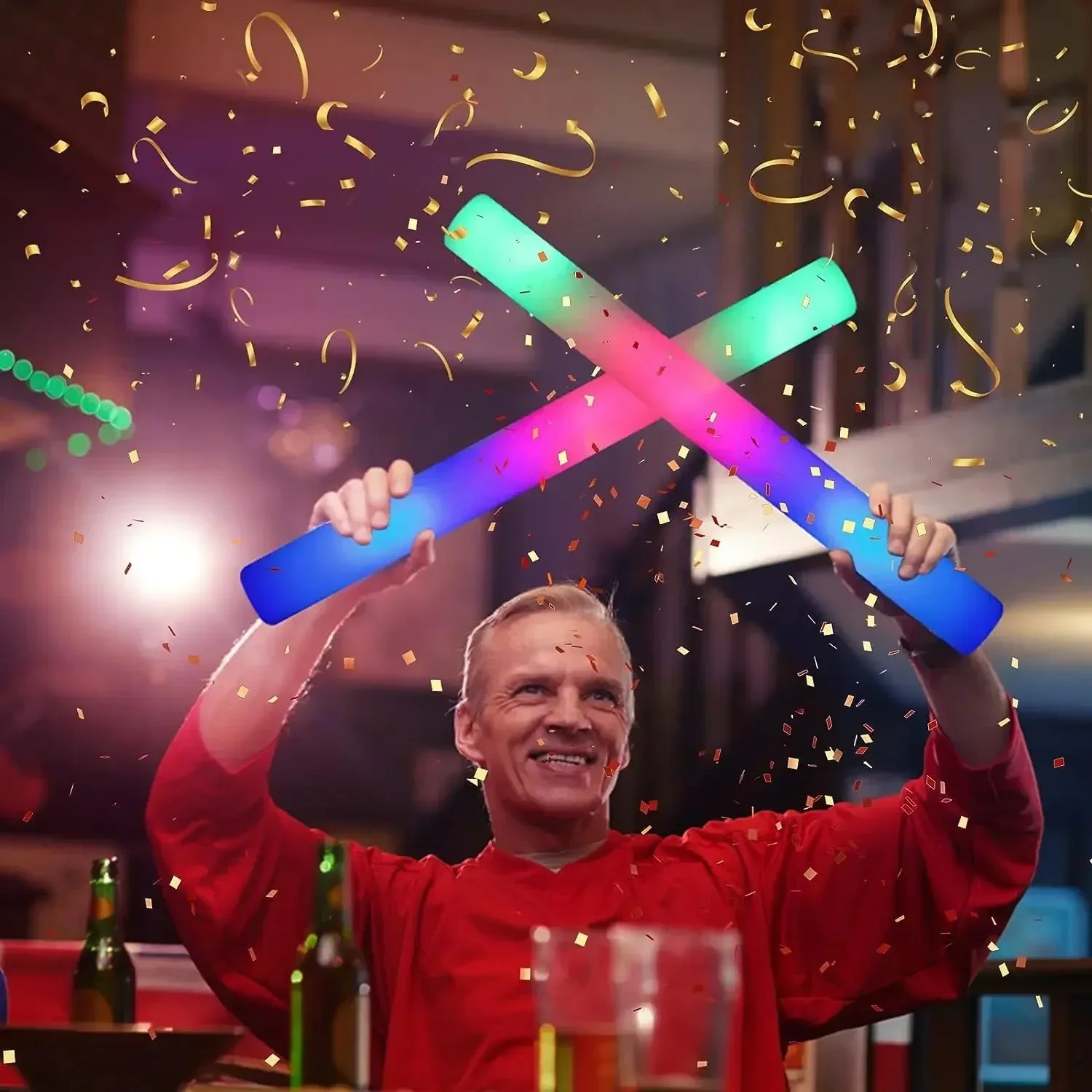 Colorful LED Glow Sticks - RGB Foam Cheer Tubes for Parties  Events