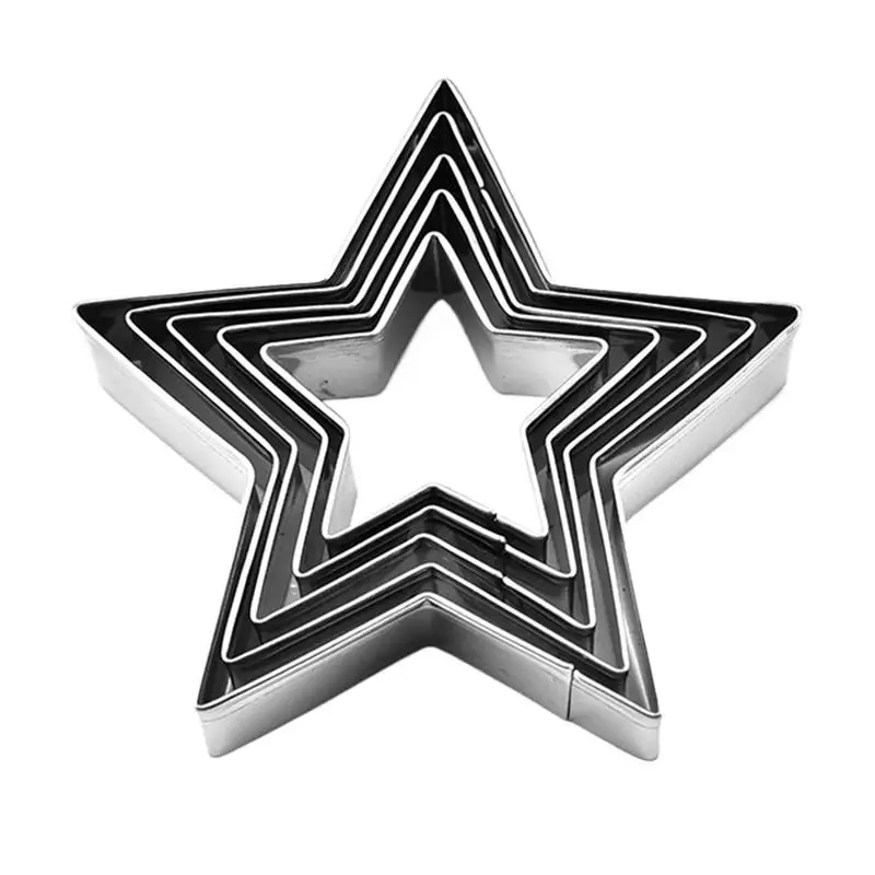 5Pcs/set Star Cookie Cutters Set Stainless Steel Pastry Mold Cookie Cutter Set Star Cookie Cutters For Kid Biscuits Cutter Fruit