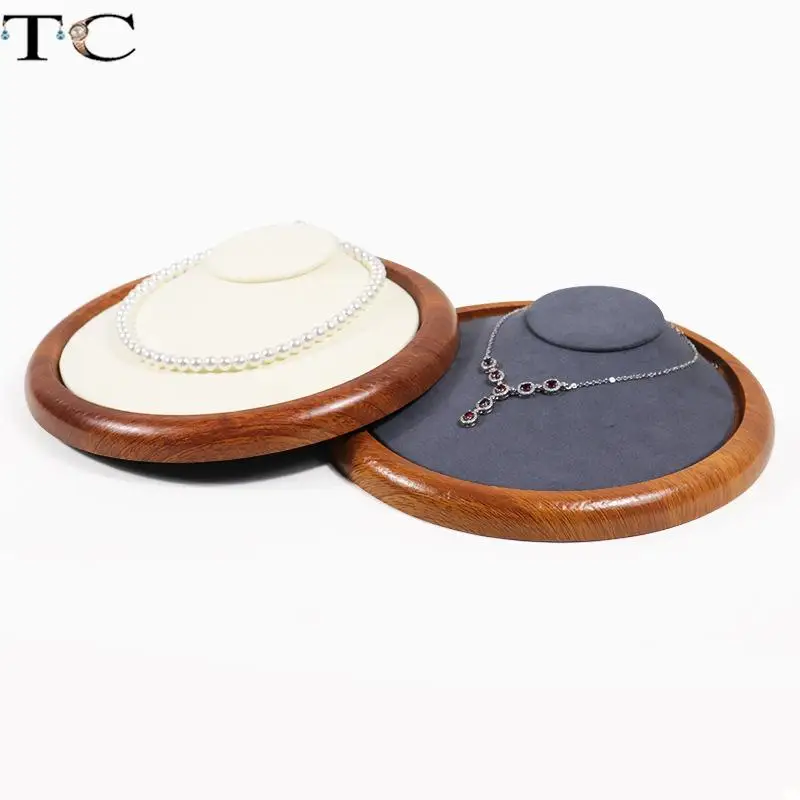 Wood Grain Jewelry Display Rack Microfiber Pendant Necklace Display Rack Bracelet Ring Earrings Storage Display Tray
