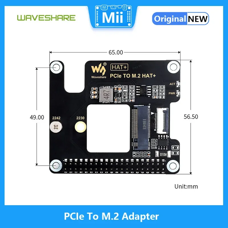 Waveshare PCIe to M.2 ,   5 , NVMe  M.2 ָ Ʈ ̺, HAT + ǥ 