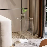 Table d'appoint en acrylique, lumière transparente, Table d'appoint de luxe pour canapé, salon, baie vitrée italienne, Tables basses en forme de C 1