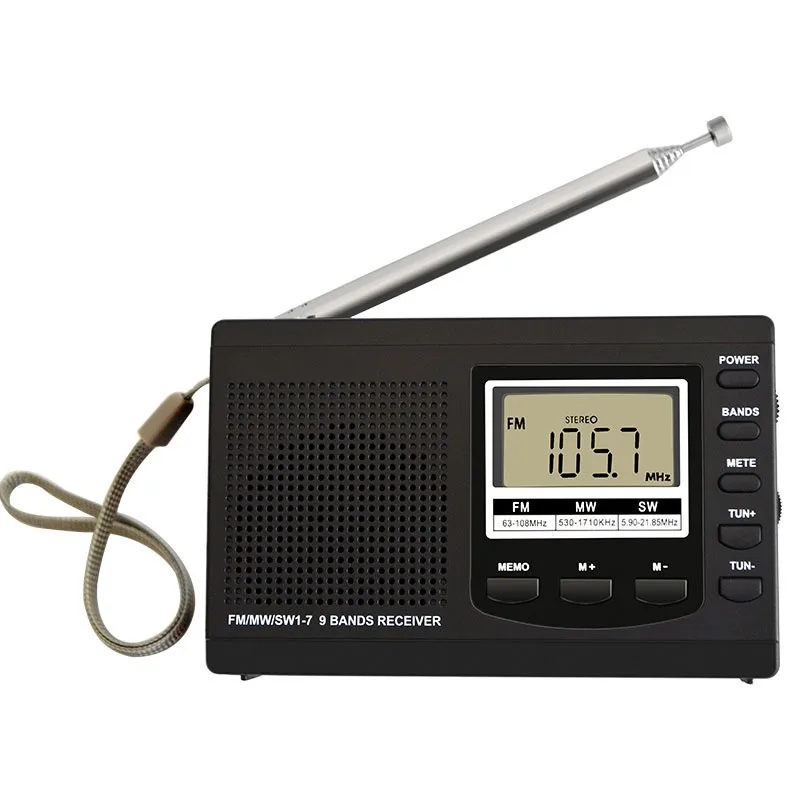 

HRD-310 Multiband Portable FM Radio MW SW Digital Alarm Clock LCD Screen FM Radio Receiver with Earphone Speaker