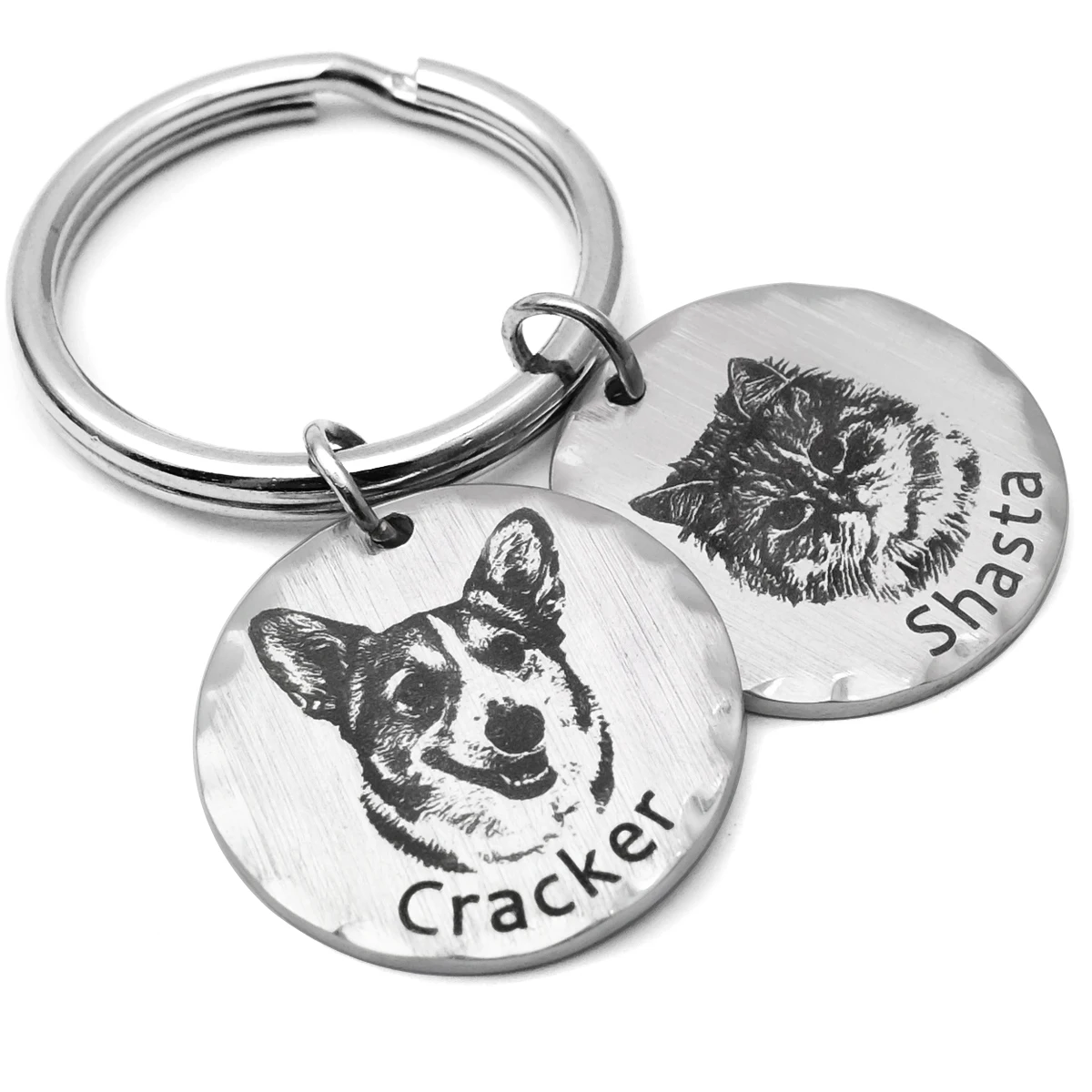 PersonalizedPetPortraitKeychainDogPhotoKeyChainCatKeyRing