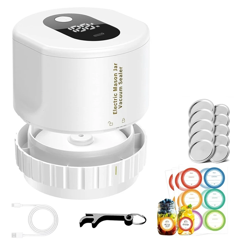 

Vacuum Sealer, Wide Mouth And Regular Mouth Canning Lid Machine Kit For Food Storage