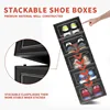 12 Pack Shoe Organizer Boxes, Black Plastic Stackable Shoe Storage Bins For Closet, Space Saving Shoe Holder Sneaker 2