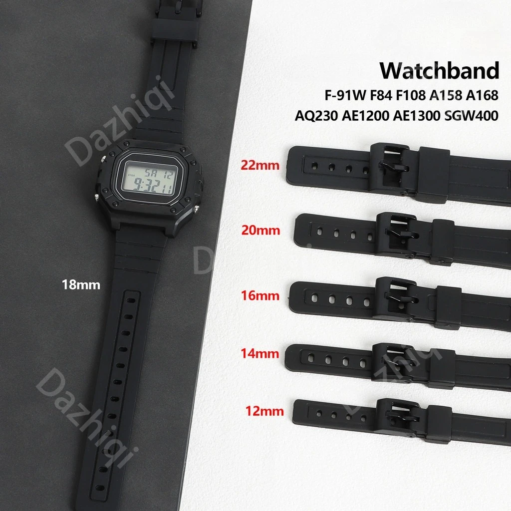 Black Resin Watch Bracelet Strap, Multi-Size Adjustable Watchband