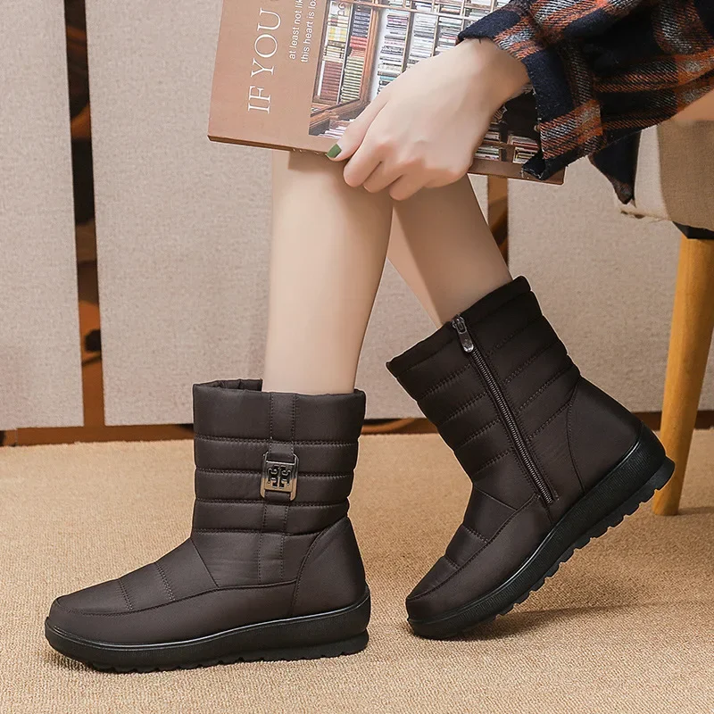 Warm Fur Lined Women's Winter Waterproof Ankle Boots Women's
