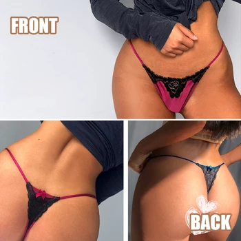 Women Erotic Panties Embroidery Satin Underwear Seamless G String Panties Temptation Briefs Female T Back Sex Lingerie Tanga 4