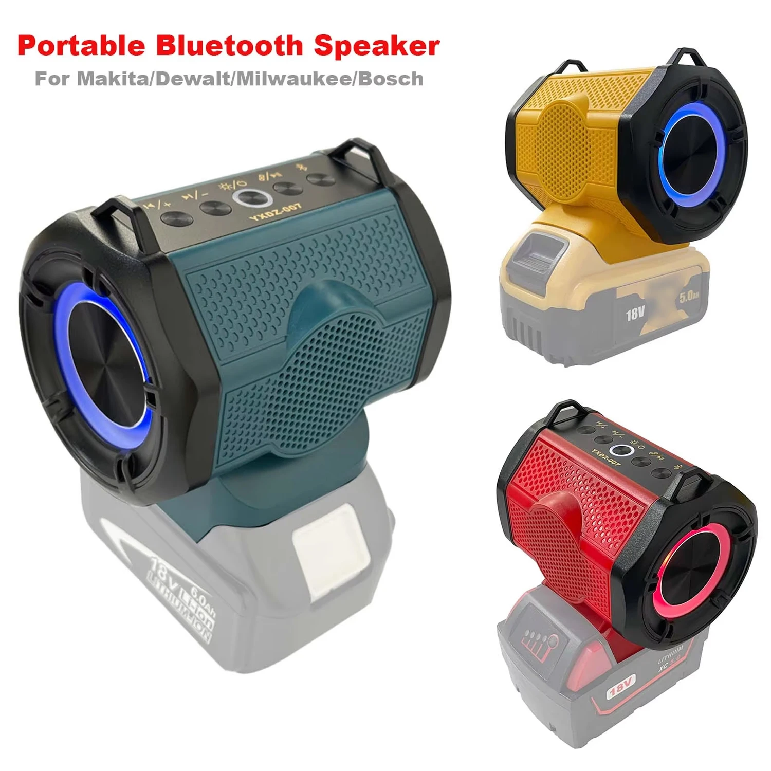 NEUE Bluetooth Lautsprecher Für Milwaukee/Makita/Dewalt/Bosch 18V 20V Batterie Mit USB Typ-C Port Ladung Player Lautsprecher Verstärker