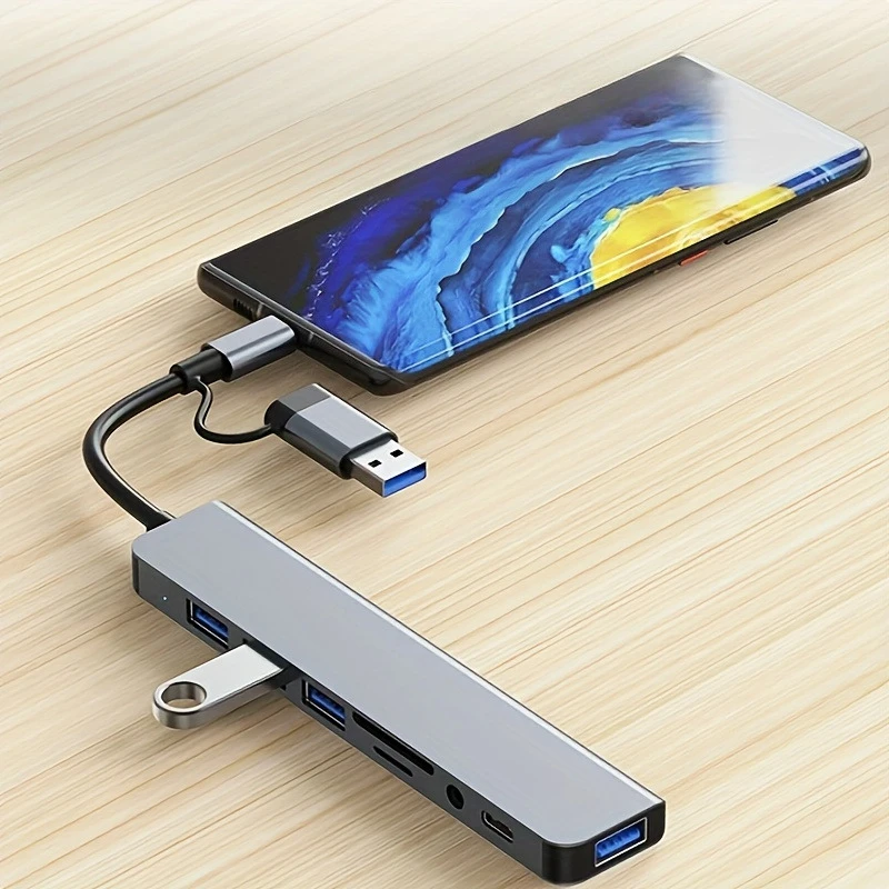 8-in-2 USB Hubs Docking Stations SD/TF Card Reader Type C to USB OTG Adapter For Tablet Mobile Phone Computer