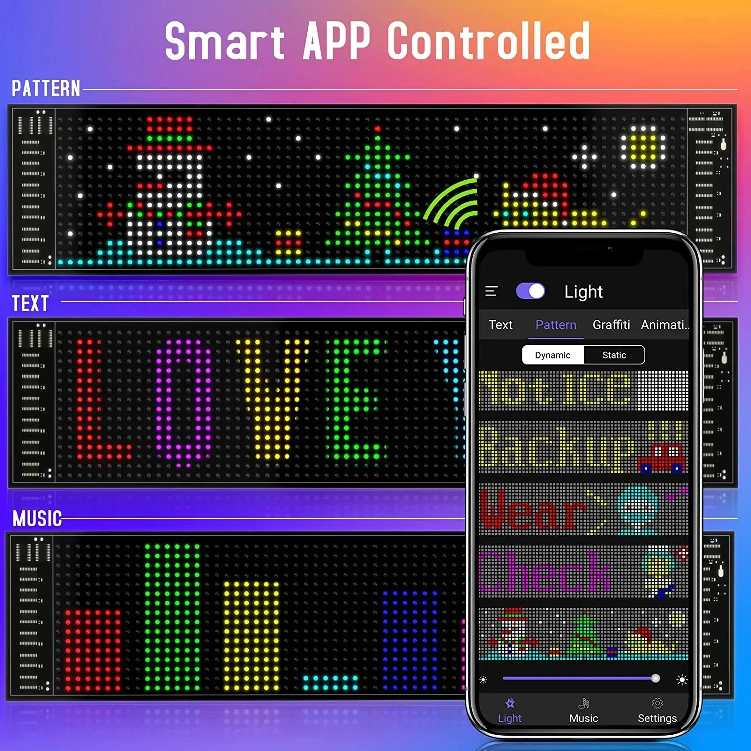 LED Matrix Pixel Panel, Scrolling Bright Advertising LED Signs, Flexible USB 5V LED Car Sign Bluetooth App Control 4