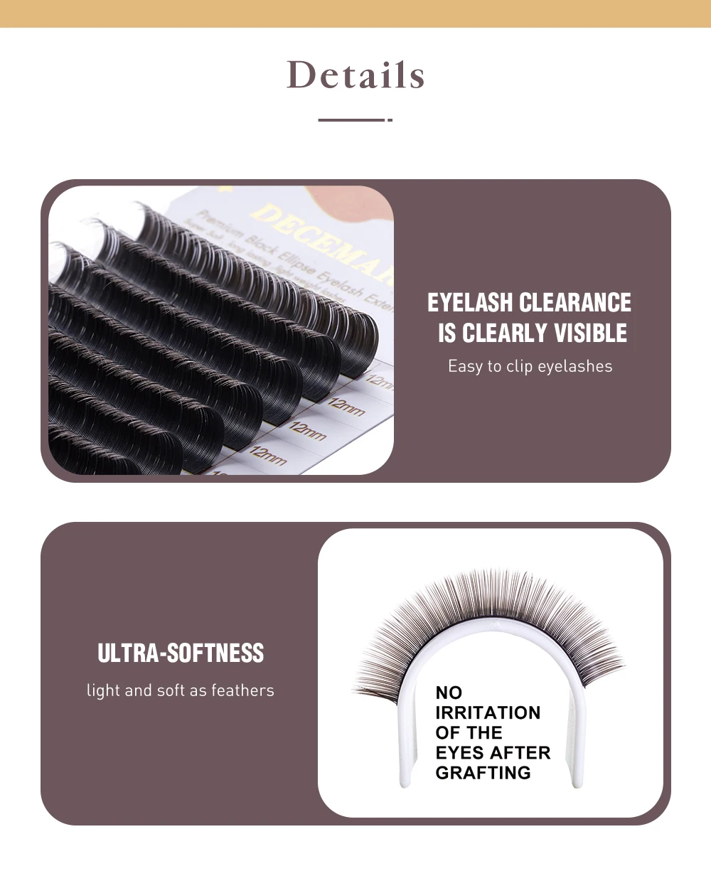 Description Picture 5 of itemDeceMars Super Soft Ellipse Eyelash Extension Flat Eyelash Extension