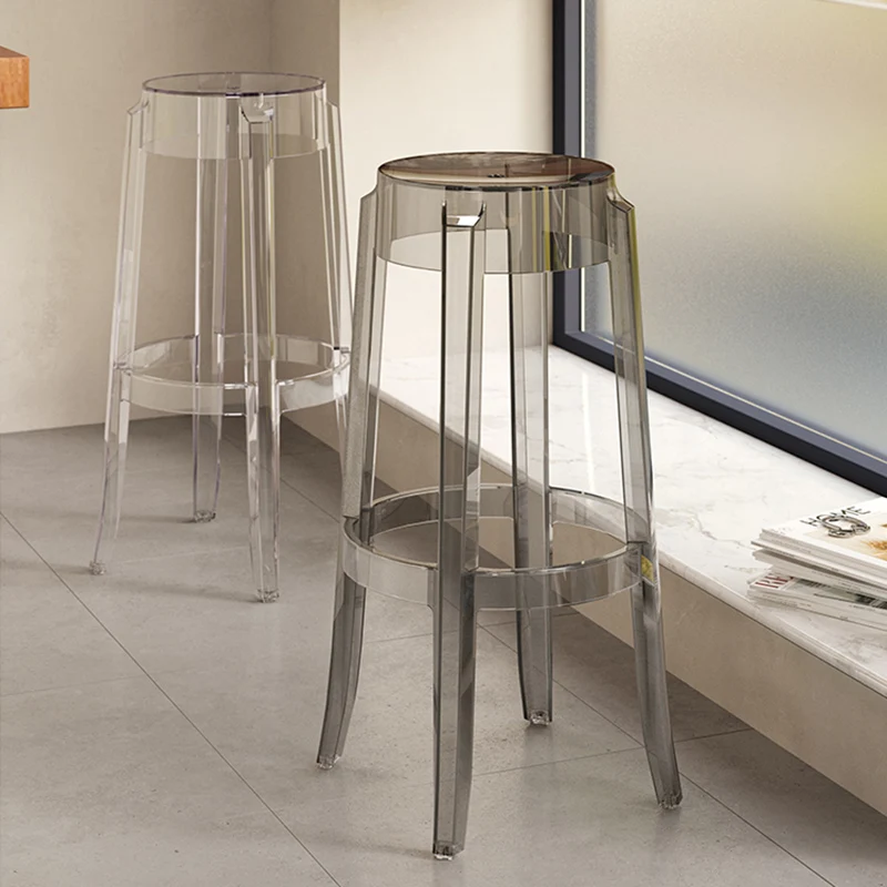 

Transparent Modern High Bar Chairs Nordic Acrylic Bar Chair Reception Luxury Designer Barkrukken Garden Furniture Sets LK50BC