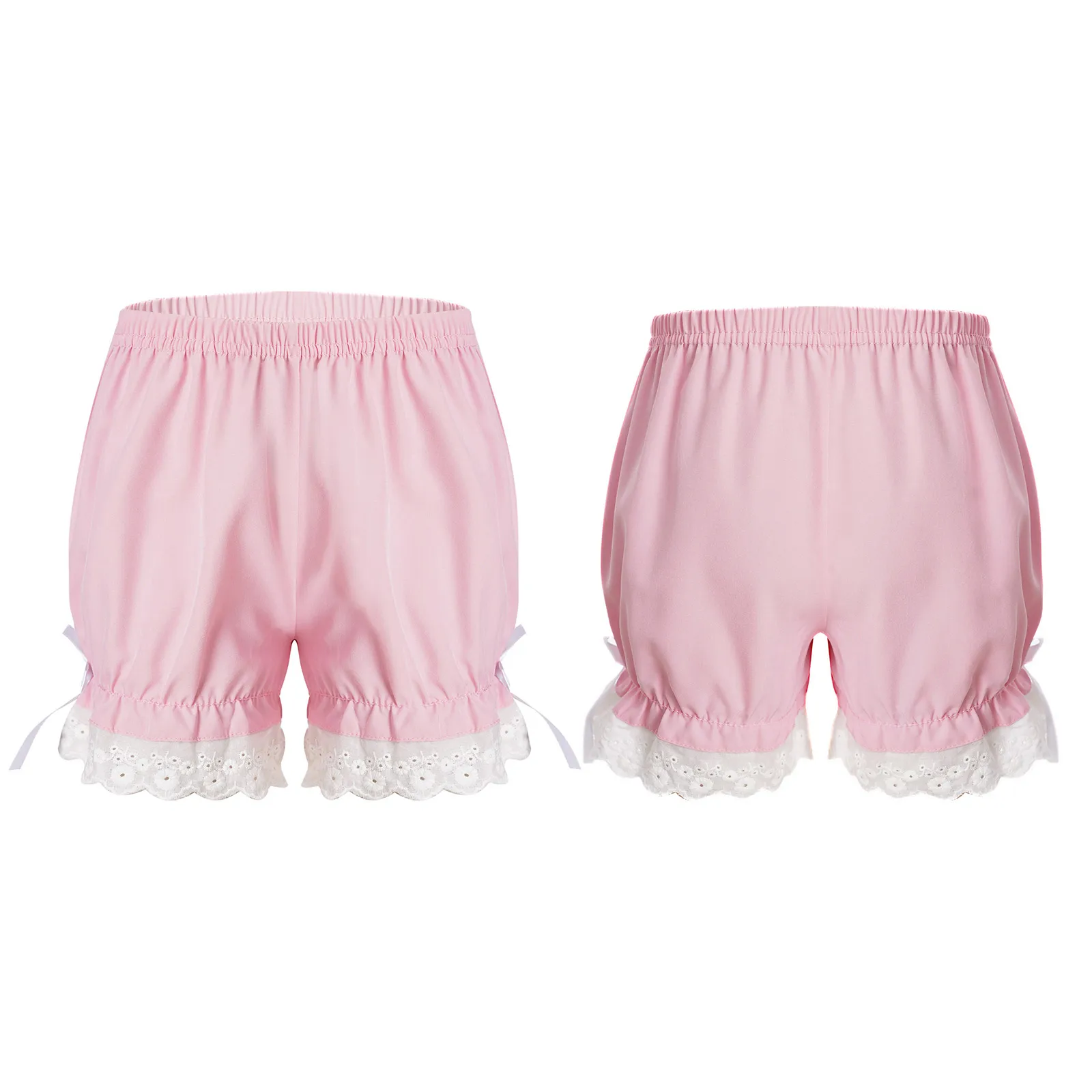 Kids Shorts Kid Girls Lolita Safety Shorts Bow Lace Elastic Style Shorts Waist Bloomers Pumpkin Breathable And Safety