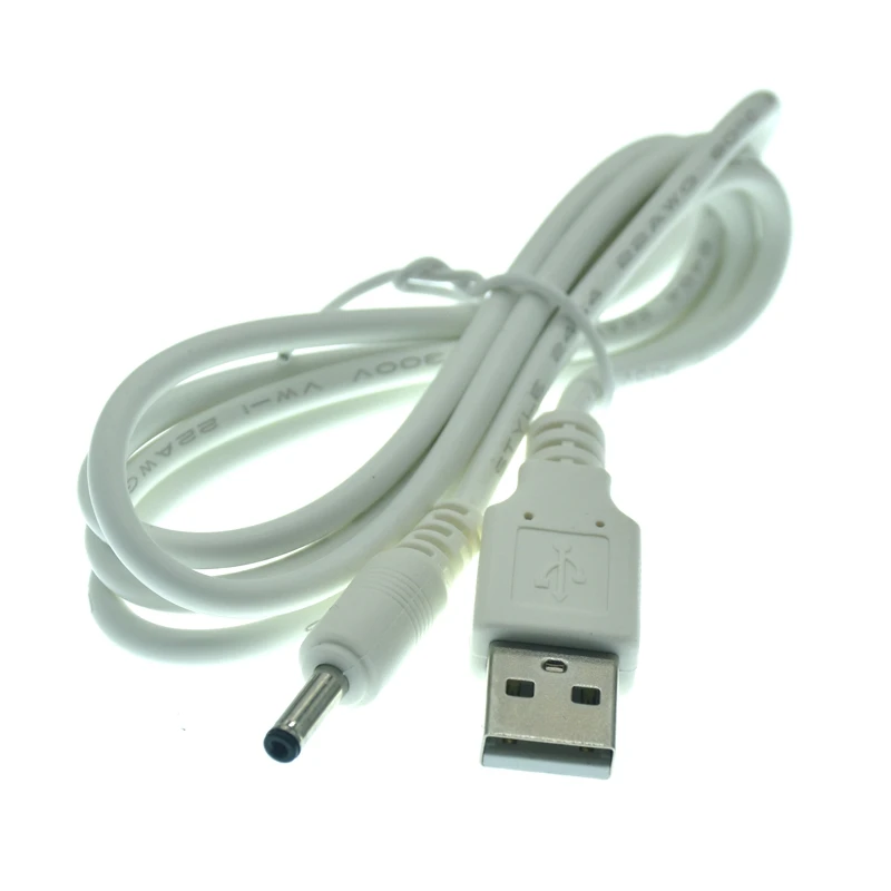 Power Adapter DC Power Adapter Plug USB Convert To 3.5X1.35 Mm 3.5*1.35mm Black L Shape Right Angle Jack With Cord Connector Cable 1m White