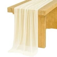 Chiffon ivory Table Runner Table Setting Semi-Sheer Dining Vintage Wedding Party Christmas Banquets Arches Cake Decor 1