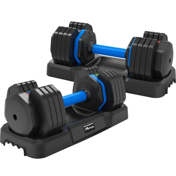 Adjustable Dumbbell - 55lb X2 Set of 2 Anti-Slip Handle Fast Adjust Weight By Turning Handle Tray Exercise Fitness Dumbbell 3