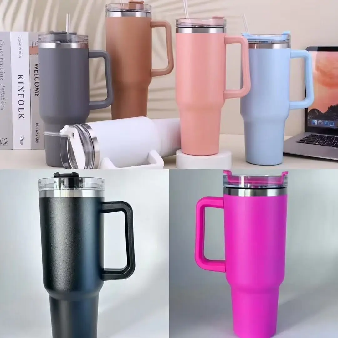 Cafe Insulated Tumbler Straw Stainless Steel Coffee Termos Cup In-Car Vacuum Flasks Portable Water Bottle 40oz Mug With Handle 15 S27b014aad0b74617aa564854cd4e5f76y