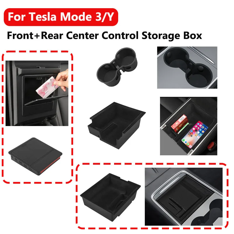 

For Tesla Model Y Model 3 Central Storage Box Center Armrest Hidden Box Organzier For tesla model y 2023 2022 accessories