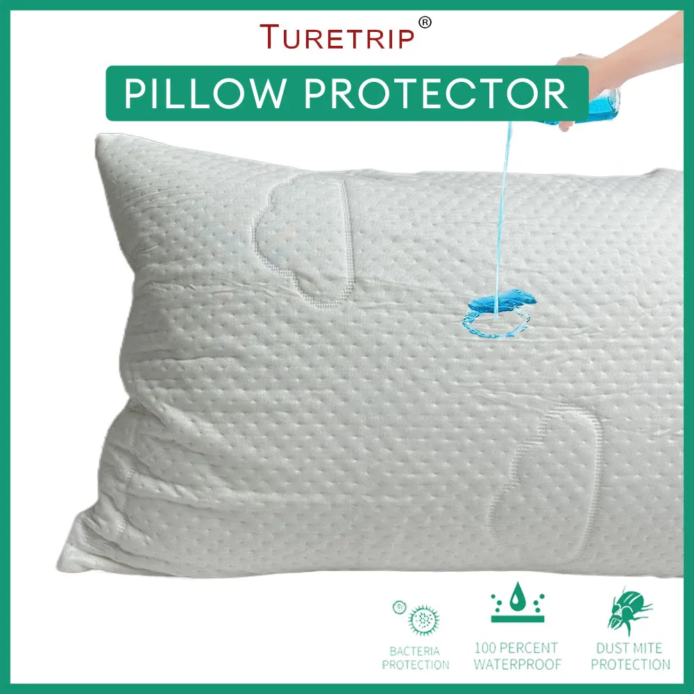 1pc Waterproof Bamboo Pillowcases Super Soft Hypoallergenic Pillow Protector with Zipper