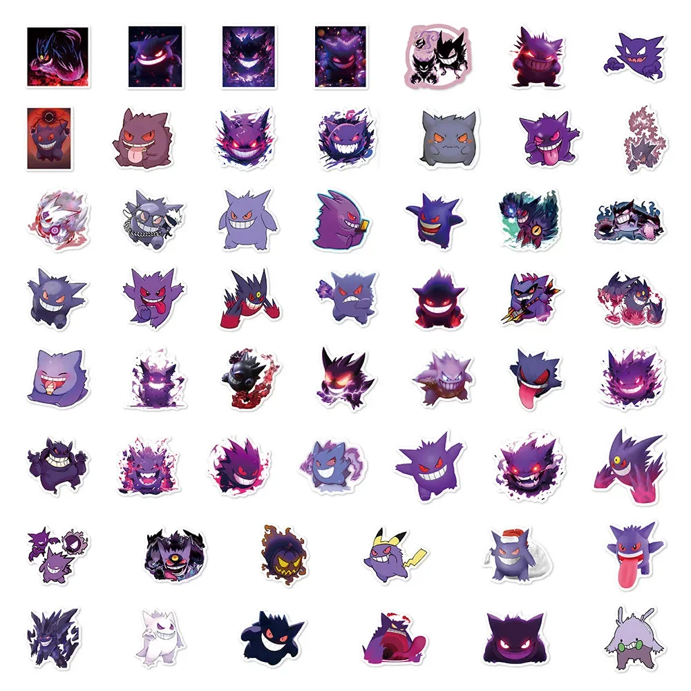 50PCS Cute Pokemon Gengar Cartoon Stickers Decals DIY Decoration Notebook Phone Suitcase Laptop Fridge Kawaii Graffiti Toy 6