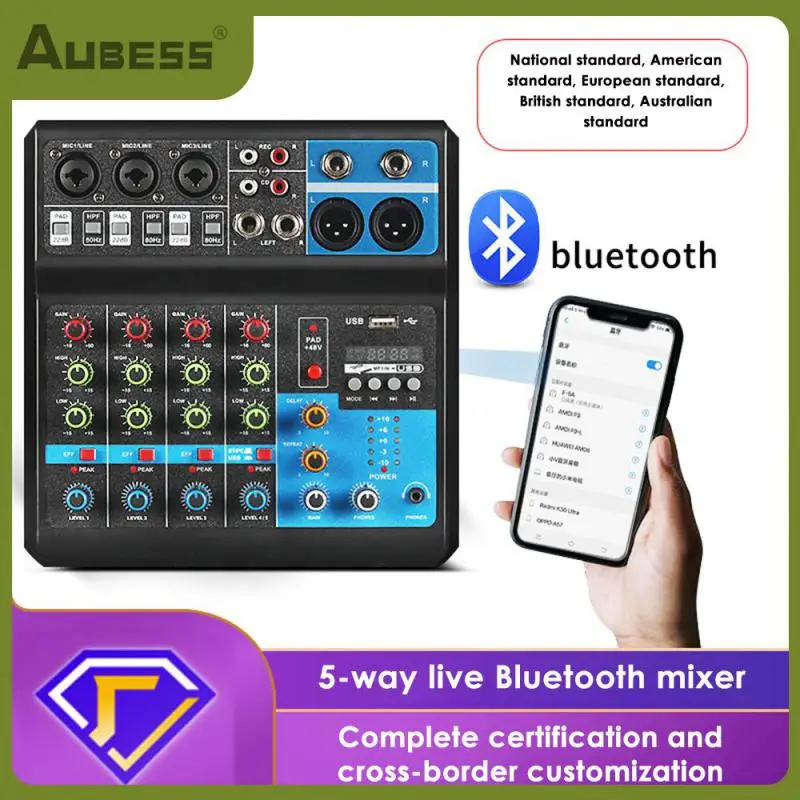 Recording Sound Card Mixer Black Blue Professional Sound Cards Live