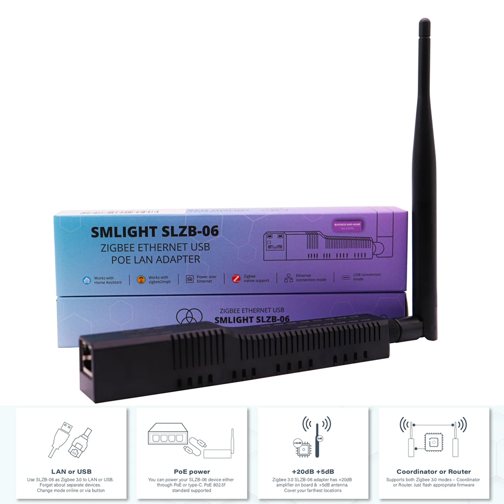 Tanio SLZB-06 SMLIGHT-Zigbee 3.0 na Ethernet, USB i adapter WiFi