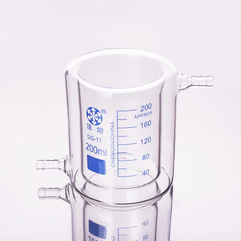 FAPEI Double-deck beaker,Low form with tick marks 200mL,Double-layer cold trap,Graduations,Photocatalytic reaction bottle