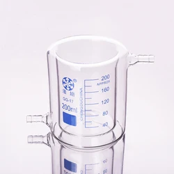 FAPEI Double-deck beaker,Low form with tick marks 200mL,Double-layer cold trap,Graduations,Photocatalytic reaction bottle